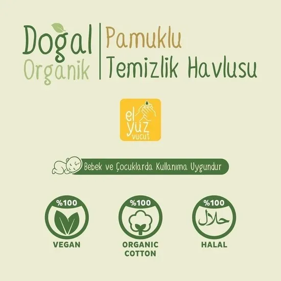 Sleepy Doğal Organik Pamuklu Temizlik Havlusu 50 'li - Görsel 4