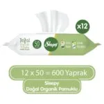Sleepy Doğal Organik Pamuklu Temizlik Havlusu 50 'li x 12 Paket - Görsel 2