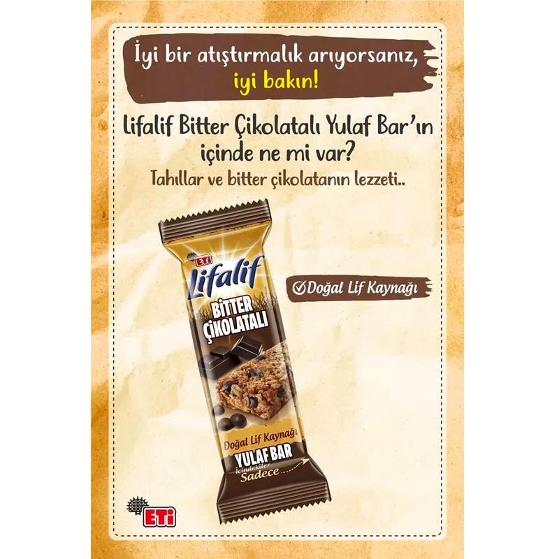 Eti Lifalif Bitter Çikolatalı Yulaf Bar 35 Gr x 12 Adet - Görsel 3