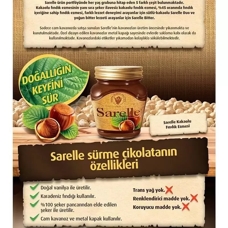 Sarelle Kakaolu Fındık Ezmesi 700 Gr - Görsel 2