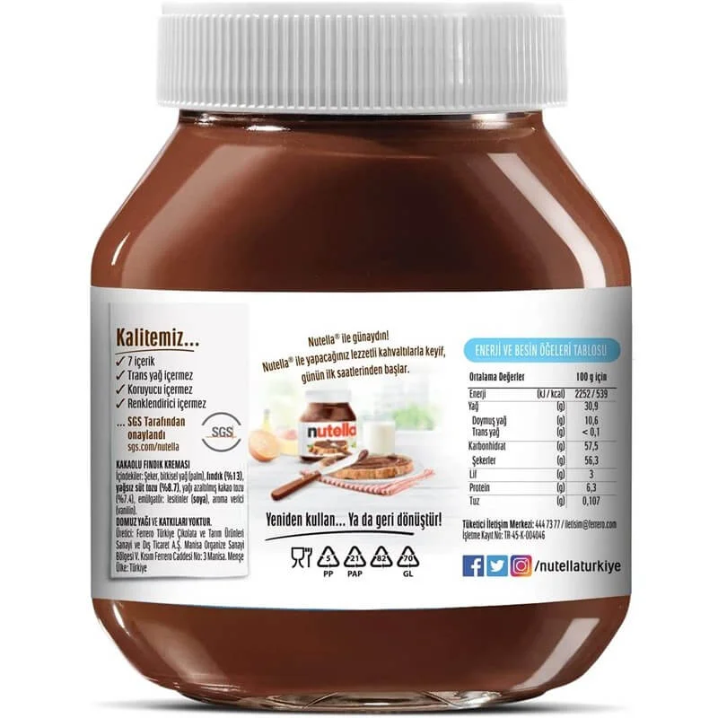 Nutella Kakaolu Fındık Kreması 750 Gr - Görsel 2
