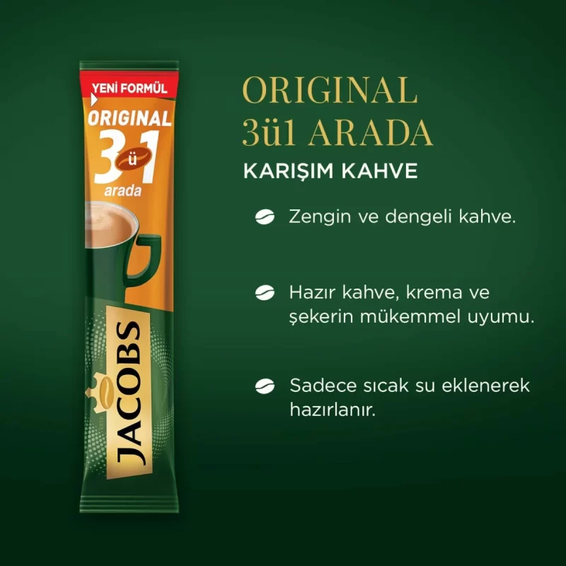 Jacobs 3'ü 1 Arada Karışım Kahve 10'lu Paket
