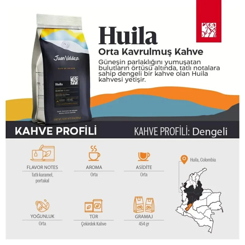 Juan Valdez Huila Çekirdek Kahve 454g