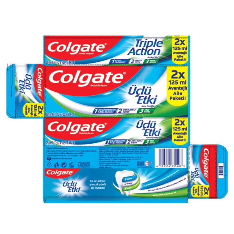 Marketzade Colgate Diş Macunu Üçlü Etki 2 X 125 Ml - Fiyatı, Yorumları kutu