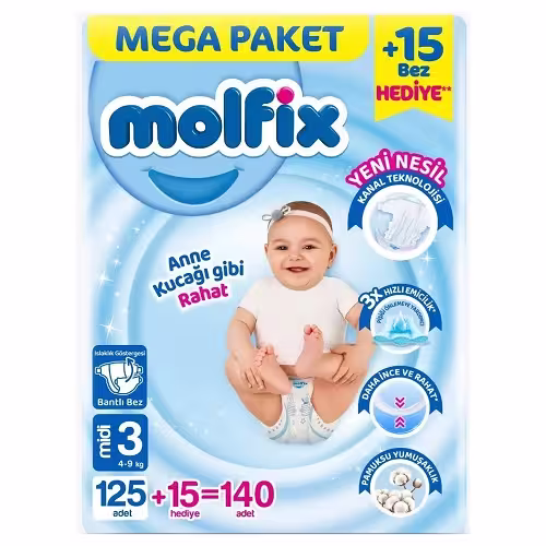 Molfix Bebek Bezi Mega Paket Midi 3 140'lı